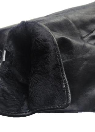 Удлиненные перчатки черные женские кожаные3 фото