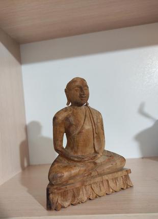 Старинная статуэтка будда ручная работа с дуба из тибета1 фото