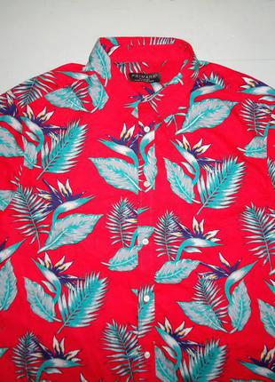 Рубашка  гавайская primark cotton гавайка красная (xl)2 фото