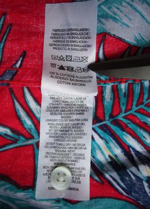Рубашка  гавайская primark cotton гавайка красная (xl)7 фото
