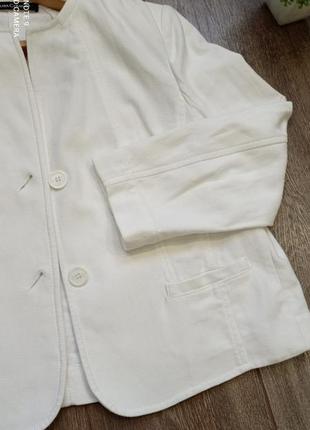 Белый хлопковый жакет пиджак с карманами6 фото