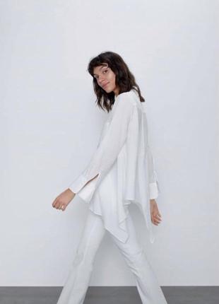 Ассиметричная рубашка блузка белая блуза базовая6 фото