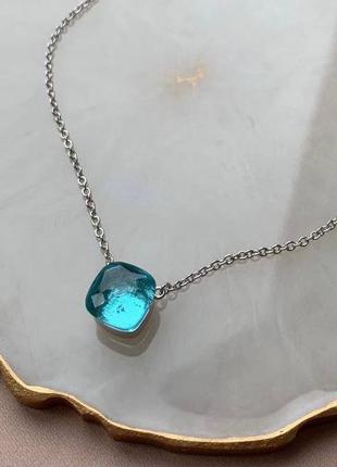 Брендовий підвіска з блакитним каменем, сріблення