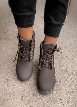 Мужские ботинки  timberland brown мех скидка sale | чоловічі черевики зима знижка6 фото