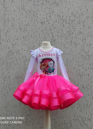 Костюм щенячого патруля платье скай розовая іатиновая юбка с лентой2 фото