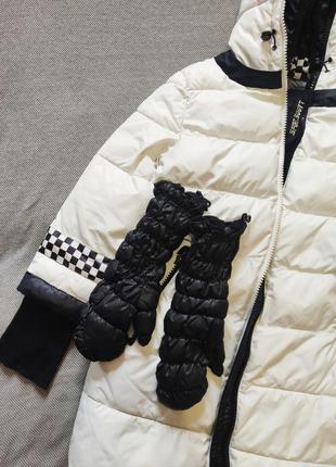 Черно белый пуховик женский зимнее пальто куртка спортивная3 фото
