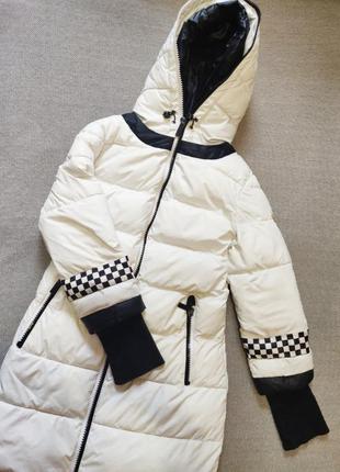 Черно белый пуховик женский зимнее пальто куртка спортивная2 фото