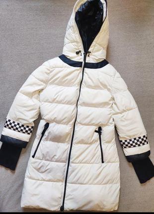 Чорно білий пуховик жіночий зимовий пальто куртка спортивна