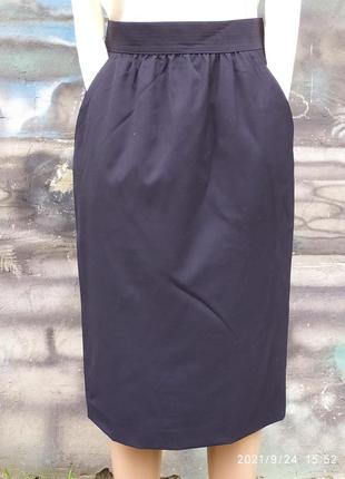 Винтажная юбка 100%шерсть,темно/синяя,карандаш,офисная4 фото