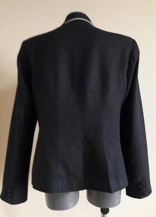 Деловой стильный,полульняной,55%лен,черный пиджак-жакет f&f,c отделкой3 фото