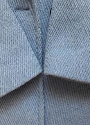 Шерстяное пальто голубое двубортное шерстяне пальто2 фото