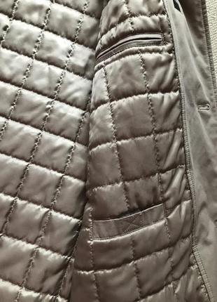 Фирменное пальто полупальто куртка мужское утеплённое бежево-оливковое7 фото