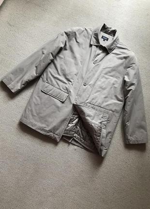 Фирменное пальто полупальто куртка мужское утеплённое бежево-оливковое5 фото