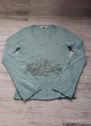 Бирюзовый махеровый свитер