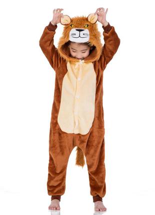 Пижама детская кигуруми плюшевый лев2 фото