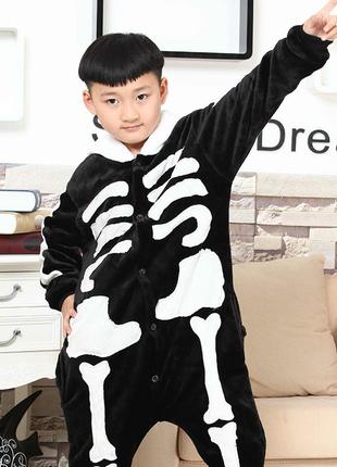 Кигуруми пижамка детская скелет плюшевая пижама к хелоину5 фото