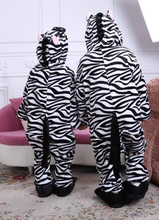 Пижама кигуруми детская зебра пижамка цельная плюшевая2 фото