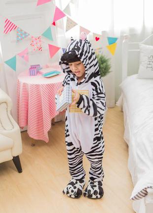 Пижама кигуруми детская зебра пижамка цельная плюшевая7 фото