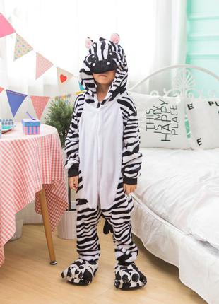 Пижама кигуруми детская зебра пижамка цельная плюшевая8 фото