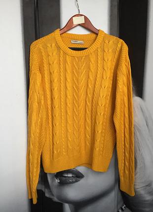 Мягкий свитер pull&bear горчичный 6