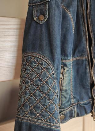 Ексклюзивная утепленная джинсовая куртка косуха3 фото