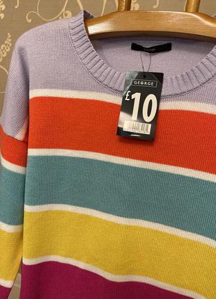 Дуже красивий і стильний брендовий светр в різнокольорову смужку.4 фото