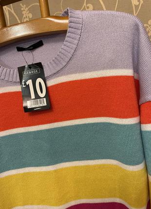 Дуже красивий і стильний брендовий светр в різнокольорову смужку.7 фото