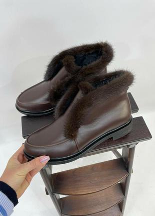 Лофери шкіряні опушка норка зима чи осінь \ лоферы норка натуральная осень зима