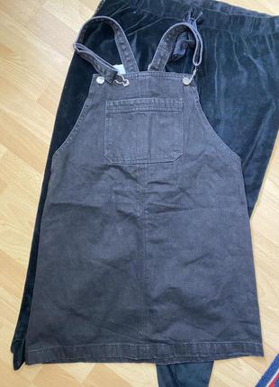 Чёрный джинсовый комбинезон ромпер denim co