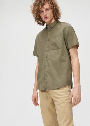 Рубашка с коротким рукавом тенниска хаки зеленая футболка мужская размер s, m cropp сорочка зелена хакі
