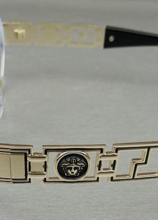 Окуляри в стилі versace іміджеві унісекс оправа для окулярів овальна із золотистого металу4 фото