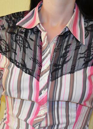 Рубашка в полоску с гипюром дольче габбана dg dolce & gabbana5 фото