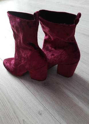 Ботинки чулок sacha велюровы вишневого цвета3 фото