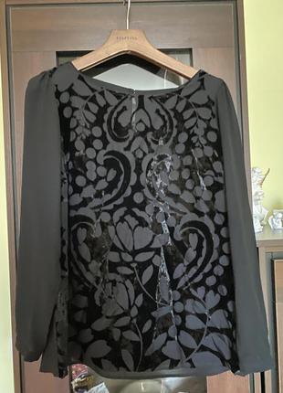 Чёрная нарядная блузка батал бархатная marks & spenser