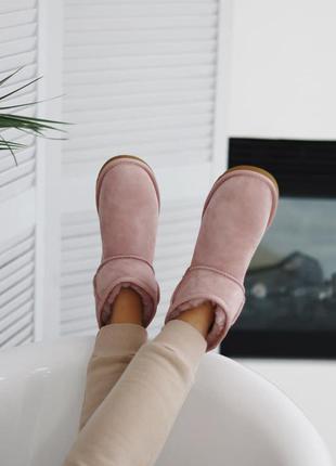 Ugg mini pink зимові чоботи уггі міні рожеві2 фото