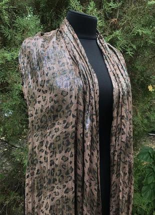 Шарф с люрексовой нитью леопардовый