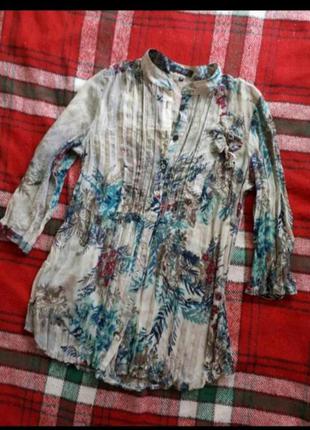 Подовжена блуза рубашка сорочка пліссе