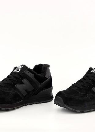 Мужские зимние кроссовки new balance 574 winter black (на меху)3 фото