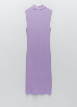 Платье zara в рубчик миди базовое лиловое платье резинка зара м 38 285 фото