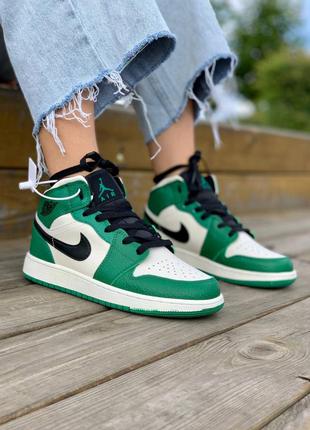 Air jordan 1 retro mid “pine green”6 фото