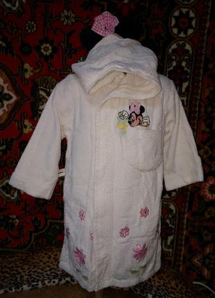 Красивый тёплый махровый халат минни маус minnie mouse disney