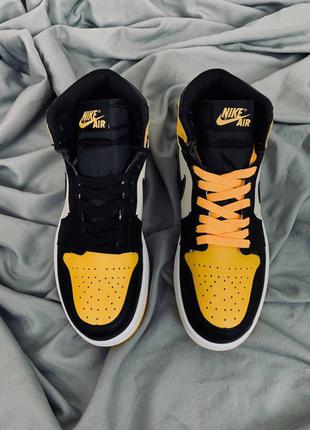 Кросівки nike air jordan 1 yellow toe2 фото