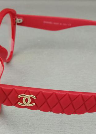 Chanel очки женские имиджевые оправа для очков красные с золотым логотипом4 фото