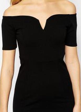 Vero moda платье чёрное по фигуре карандаш футляр с открытыми плечами с вырезом4 фото