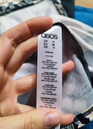 Asos платье чёрное в белый цветочный принт миди по фигуре карандаш футляр с рукавом7 фото