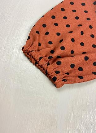 Коричневое платье в горошек 5