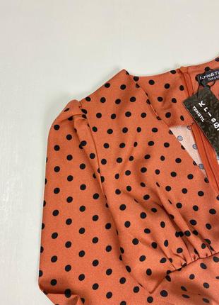 Коричневое платье в горошек 6