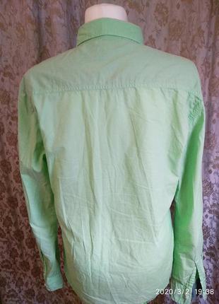 Мужская рубашка из натуральной ткани размер l светло салатовая от broadway2 фото