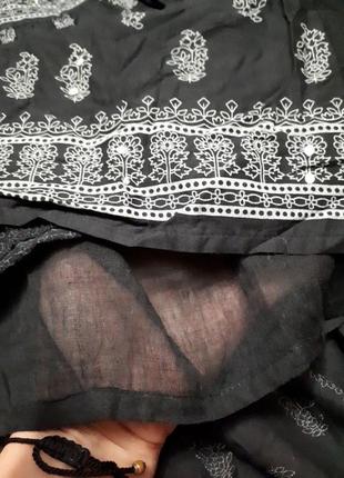 Черная юбка в пол длинная ярусами в индийском стиле р l2 фото