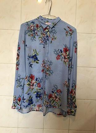 Блуза рубашка в полоску zara h&m mango